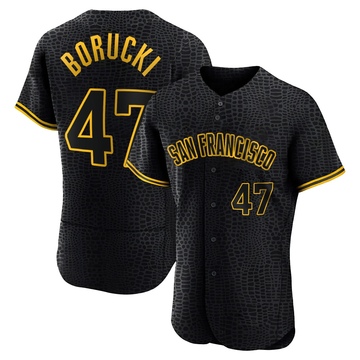 Men's San Francisco Giants Ryan Borucki Black Snake Skin City Jersey - Authentic
