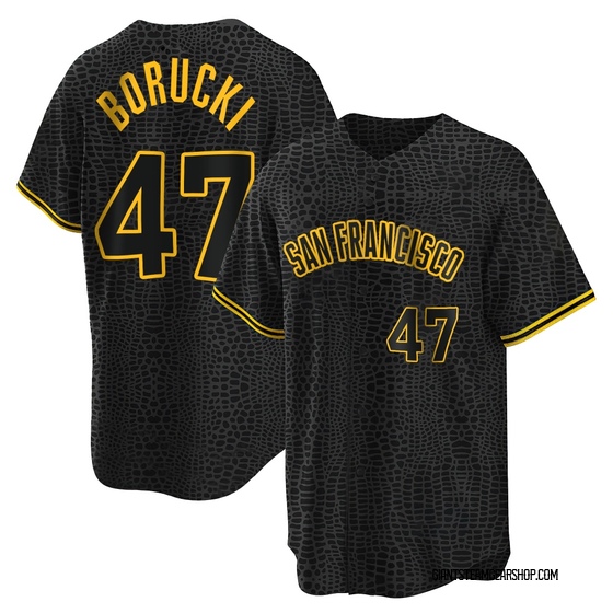 Men's San Francisco Giants Ryan Borucki Black Snake Skin City Jersey - Replica